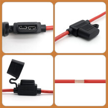 Porte-Fusible de Calibre 10 - Porte-Fusible en Ligne 10 AWG avec Fusibles à Lame ATC 40 A (Paquet de 4) Porte-Fusible de Rénovation Automobile