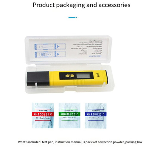 Yellow Ph Value Test Pen, PH Tester 0.01 High-Precision Water Quality Tester, Measuring Range 0-14 PH