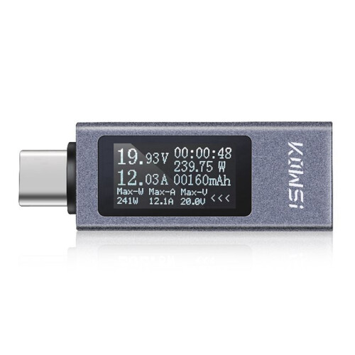 KOWSI Type-C Multi-Function Digital Display Ammeter Power Meter  4-30V 12A Voltmeter Ammeter Capacity Tester KWS-2301C