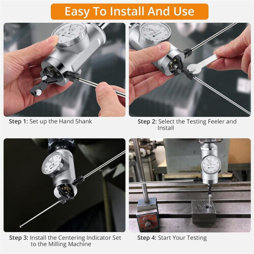 Coaxial Centering Indicator 0-0.15In/0.0005In Digital Indicator Set Co-Ax Indicator for Milling Machine Center Test Dial 1
