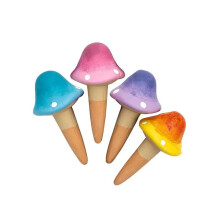 Plant Watering Stakes 4Pcs Cute Mushroom Automatic Plant Waterers Insert Garden Waterer Clay Watering Spikes Drip