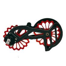 Rennrad Fahrrad Schaltwerk Umwerfer für Red10S 11S/RivaL 10S 11S/Force 10S 11S Karbon Faser 17T Rolle Umwerfer,Rot