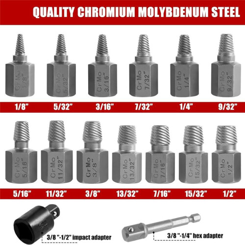 27Pcs Screw Extractor Set, Stripped Bolt Remover, Bolt Extractor Kit for Removing Broken Rusted Bolts Studs Nuts 1