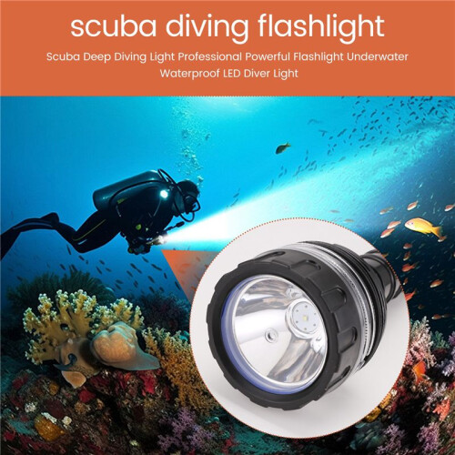 Scuba Deep Diving Light Professional Powerful Flashlight Underwater Waterproof LED Diver Light,Black 1