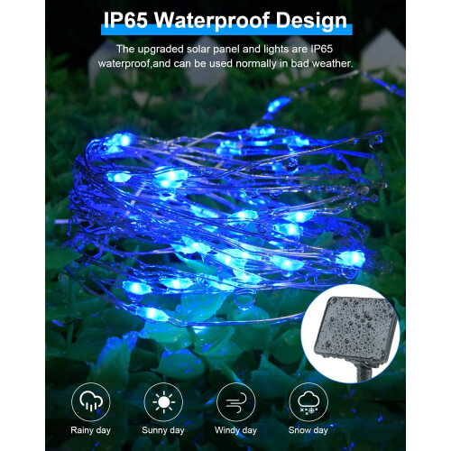 2x Outdoor Solar 120 LED Copper Lights Blue 1