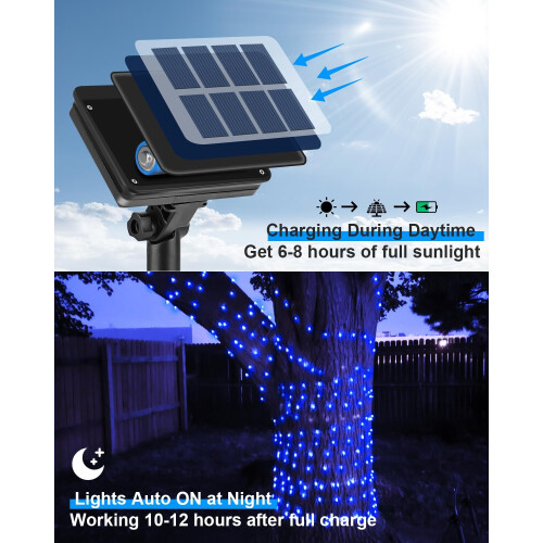 2x Outdoor Solar 120 LED Copper Lights Blue 2