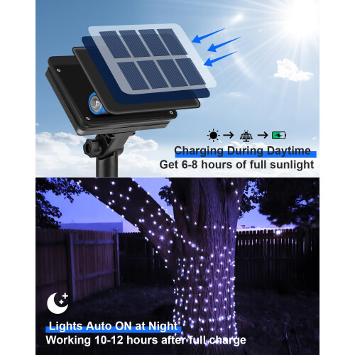 2x Outdoor Solar 120 LED Copper Lights White 1