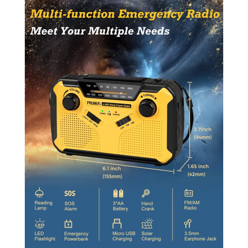 3000mAh Solar Crank Radio Torch Charger 1