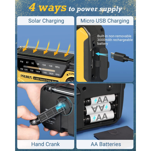 3000mAh Solar Crank Radio Torch Charger 2