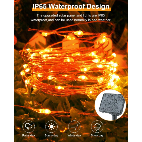 2x Outdoor Solar 120 LED Copper Lights Orange 2