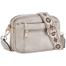 Caistre Leather Crossbody Bag Wide Strap Multi Pocket Messenger PU Hobo Unisex Shoulder Handbag Compartments Purse Daily Work