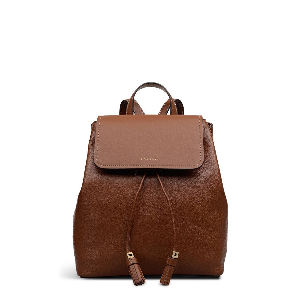 Radley London Noble Alley Women's Leather Small Flapover Backpack, Cognac