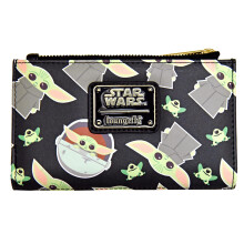Loungefly Star Wars The Mandalorian Baby Yoda All Over Print Faux Leather Wallet, Multi, One Size, Bifold Wallet