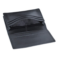 Easyoulife RFID Mens Slim Front Pocket Wallet Genuine Leather Bifold ID/Credit Card Holder, Black, S