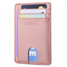 Buffway Slim Minimalist Front Pocket RFID Blocking Leather Wallets for Men and Women, Lichee Pink, S, Minimalist