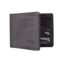 Big Skinny Men's Slimline Leather Bi-Fold Slim Wallet, Holds Up to 25 Cards, One Size, Black