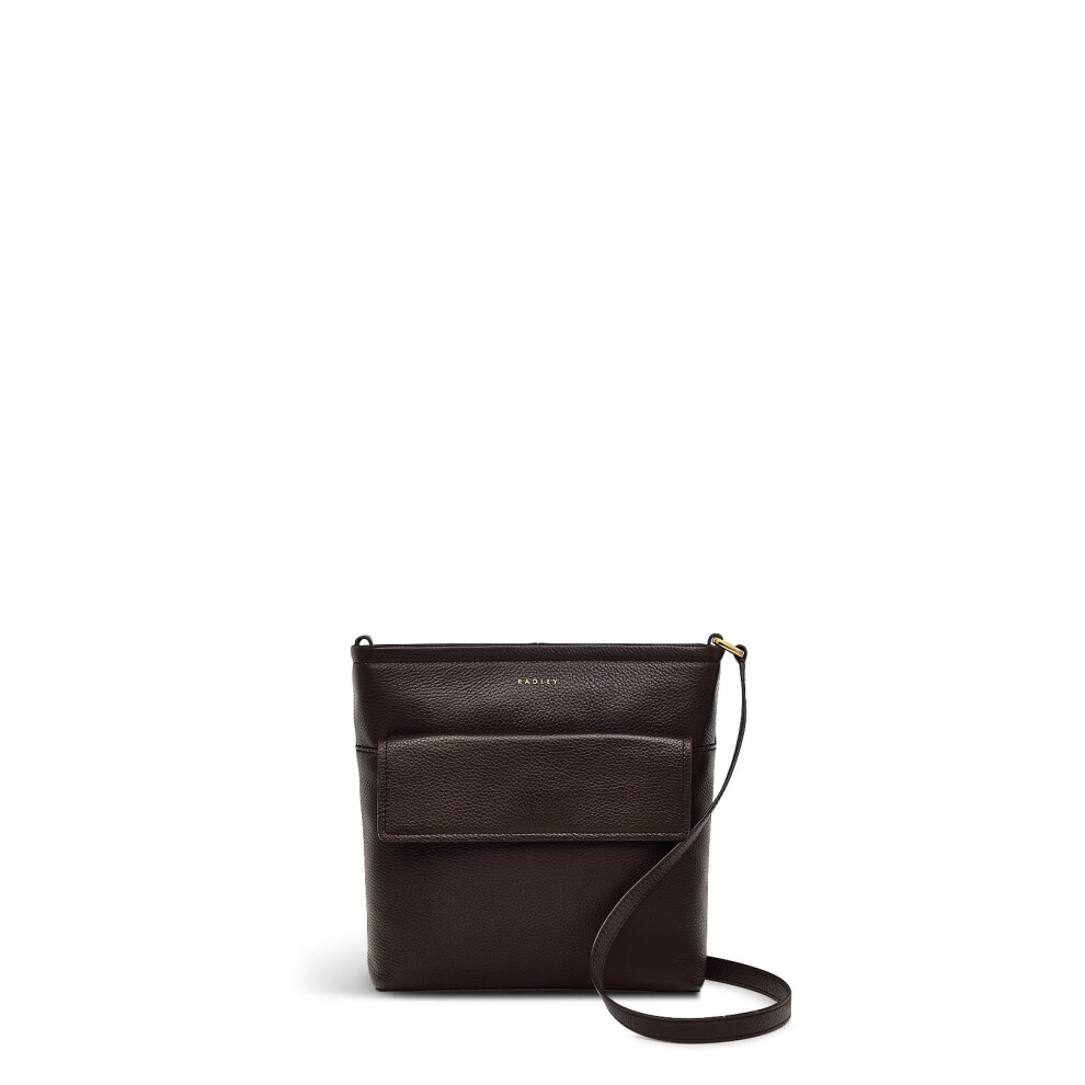 Radley London Brompton Crescent Women's Leather Small Ziptop Crossbody, Oak Dark