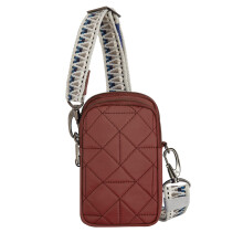 Travelon Unisex's Anti-Theft Boho 2 Compartment Phone Crossbody, Paprika, One Size
