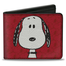 Buckle-Down Peanuts Worldwide LLC Wallet, Bifold, Peanuts Snoopy Face and Profile Pose Reds, Vegan Leather