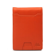 Mountain Voyage Co Leather Wallet - RFID-Blocking Card Holder with Money Clip, Tangerine Orange, Bi-fold