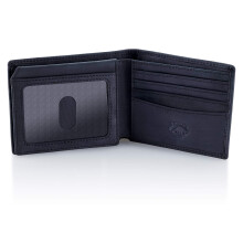 Stealth Mode Men's Leather Bifold Wallet with RFID Blocking (Black)