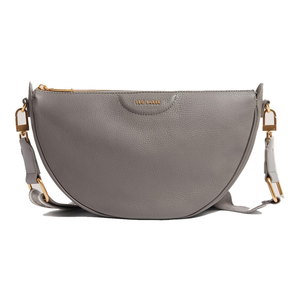 Ted Baker Essina Shoulder Bag Webbing Leather Half Moon Crossbody Bag Mid Grey