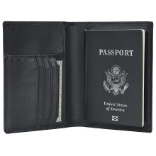 Polare Slim RFID Blocking Leather Passport Holder Travel Bifold Wallet For Men, Black, S, Bifold Leather Passport Holder