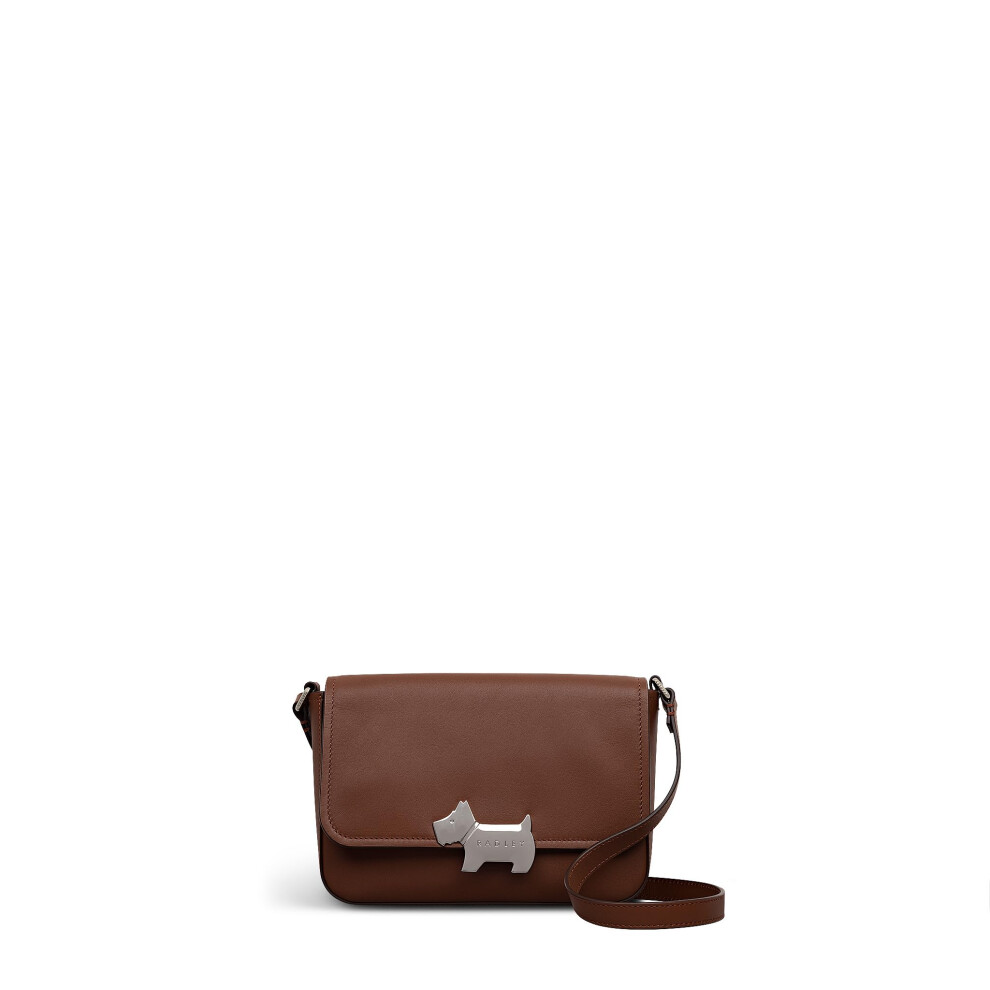 Radley London Percy Grove Women's Leather Medium Flapover Cross Body, Cherrywood Gold