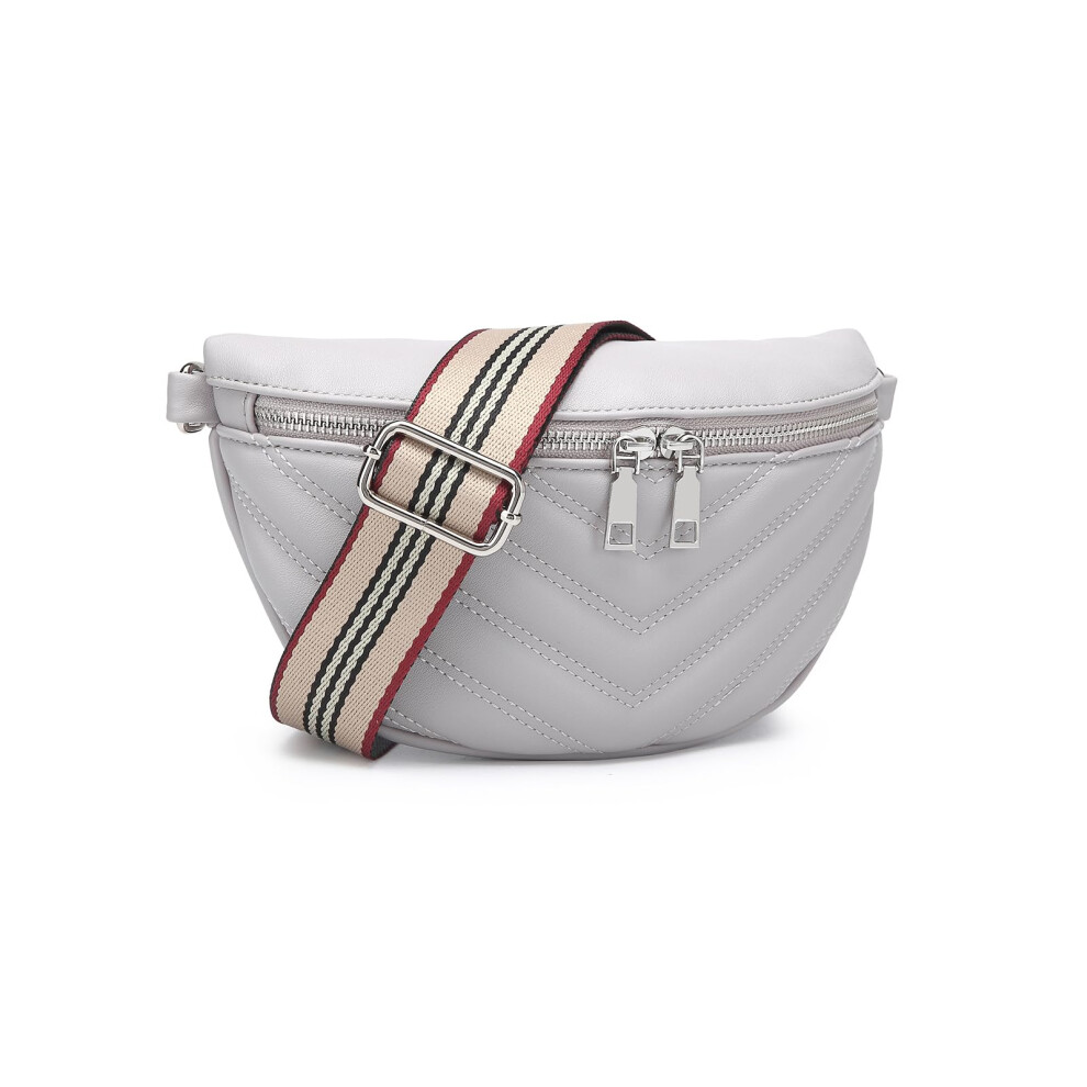 Miss Lulu Ladies Shoulder Bag Crossbody Bag With Wide Strap And Detachable Shoulder Strap (Grey)
