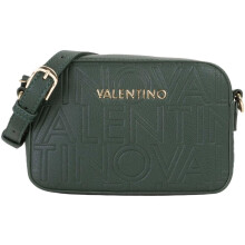 Valentino Green Leather Crossbody Bag with Embossed Logo, Adjustable Strap with Gold Details, Elegant Design