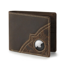 Wrangler Men's Wallet with AirTag Holder, Slim RFID Blocking, Genuine Leather, 11-22 Card Bifold, Brown, One Size