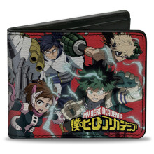 Buckle-Down My Hero Academia Wallet, Bifold, My Hero Academia Eight Character Group Pose and Logo Red, Vegan Leather