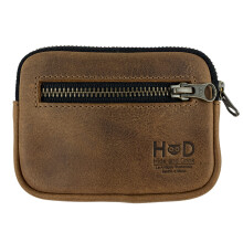 Hide & Drink, Zippered Wallet, Business Card and Money Holder, Compact Pocket Organizer, Full Grain Leather, Handmade Everyday Accessories, Bourbon