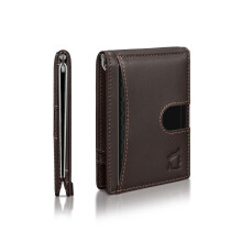 Kingly Men's Cash Clip Wallet | Leather Minimalist RFID Blocking Front Pocket Wallet | Holds 12 Cards & 15 Bills | Slim Bifold Wallet with Pull Tab
