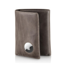 Stealth Mode RFID Blocking Mens Wallet With Airtag Holder - Trifold with 9 Credit Card Slots, ID Window, Compatible with Apple Air Tag, Napa Leather,