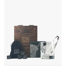 Stunning Wooden Boxed Highland Cow Drinks Set - Coaster, Glass, Tongs, Ice Stone