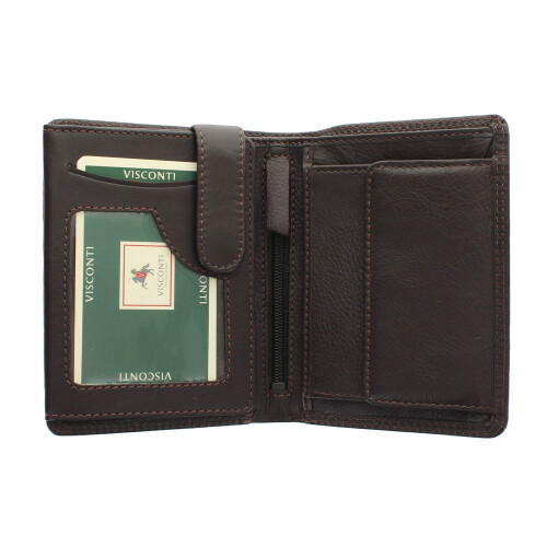 VISCONTI Heritage Collection Brixton Bi-Fold Leather Wallet RFID Blocking HT11 Chocolate