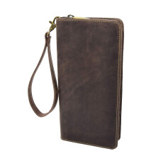 Leather Passport Documents Boarding Pass Wallet Wrist Clutch Organiser Marlo (Oil Brown)