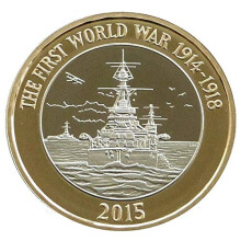 Mint - 2015 100th Anniversary of the WW1 Royal Navy HMS Belfast BUNC ?2 PROOF Coin - Two Pound with Airtite Capsule Holder in a Pouch Wallet