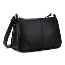 Hudson & James Designer Genuine Leather Women Ladies Travel Satchel Everyday Crossover Cross body Work Mobile Shoulder Handbag Bag (Black)
