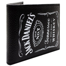 J.D. Whiskey Brand Sour Mash Wallet Bi-Fold Coin Pocket & Card Holder, Black