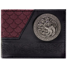 Westeros Game of Stark Thrones Targaryen Fire & Blood Dragon Sigil Wallet Bi-Fold ID & Card Holder, Red