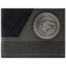 Game of Stark Thrones Winter is Coming Direwolf Emblem Wallet Bi-Fold ID & Card Holder, Grey