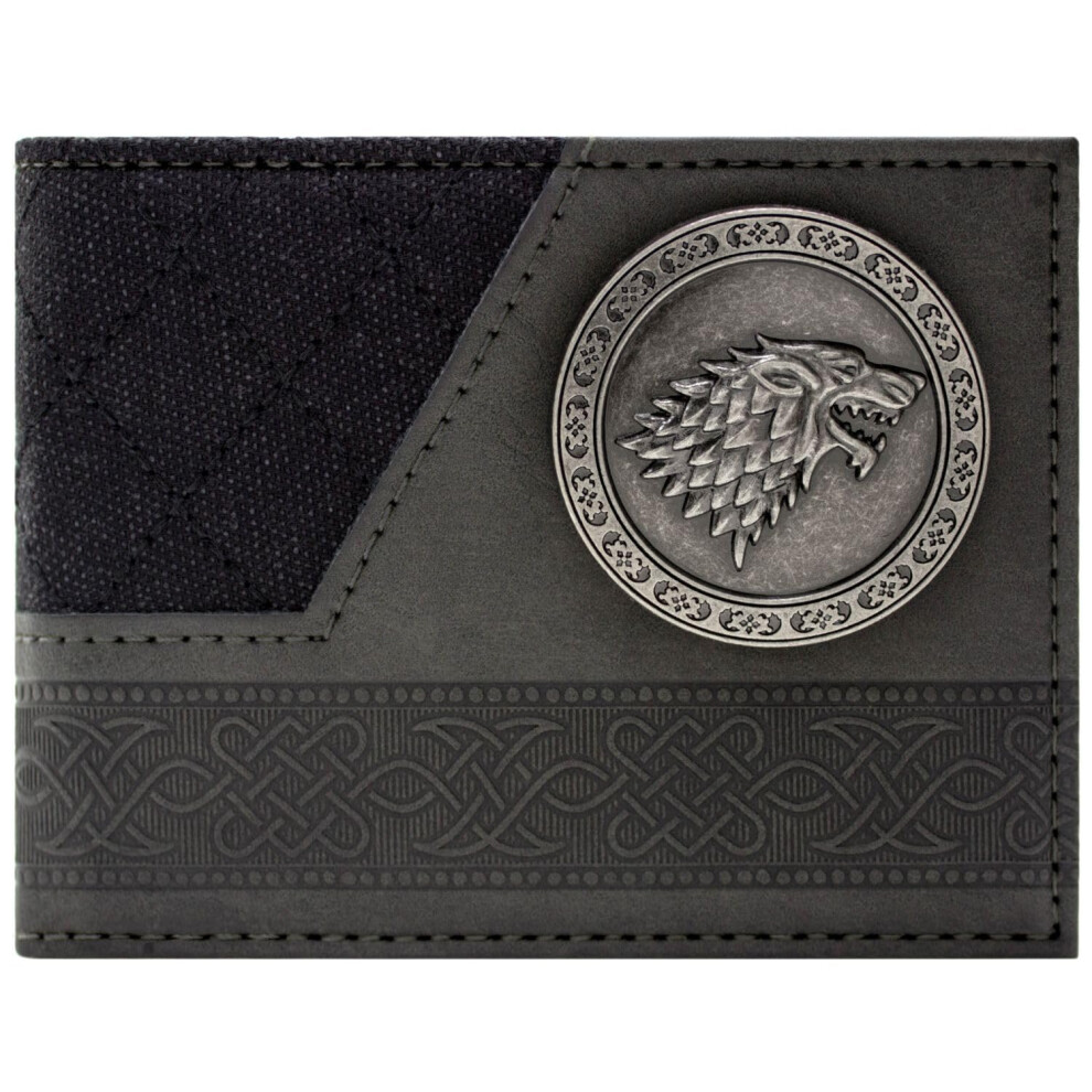 Game Of Thrones Game Of Stark Thrones Winter Is Coming Direwolf Emblem Wallet Bi-Fold Id & Card Holder, Grey