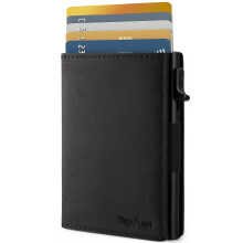 TopMost Genuine Leather Pop Up Wallet for Men, Credit Card Holder, RFID Blocking Ridge Wallets for Men with ID Window, Slim, Minimalist, 5-9 Card