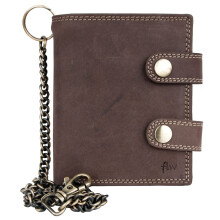 FLW Men's Brown Biker's Genuine Leather Wallet with 20 Inch Long Chain to Hang