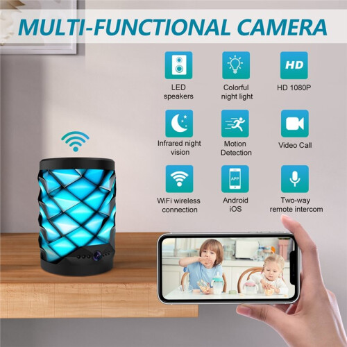 1080P HD  Wifi Camera  Speaker Home Security Two-Way Remote Intercom Night Vision Cam Colorful Lights 2