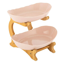 2 Tier Beige Fruit Bowl Fruit Basket Stand Fruit Serving Tray for Dinner Parties, Dining Tables, Weddings