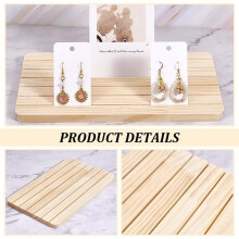 204 Pcs Wood Earring Display Stand, 4 Sets Jewelry Display Holder with Cards Storage Slotted Stands for Jewelry Selling