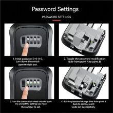 Wall Mounted Secure Key Safe with Key Lock Box Key Storage with 4-Digit Password Lock House Key Anti Theft Key Hider A